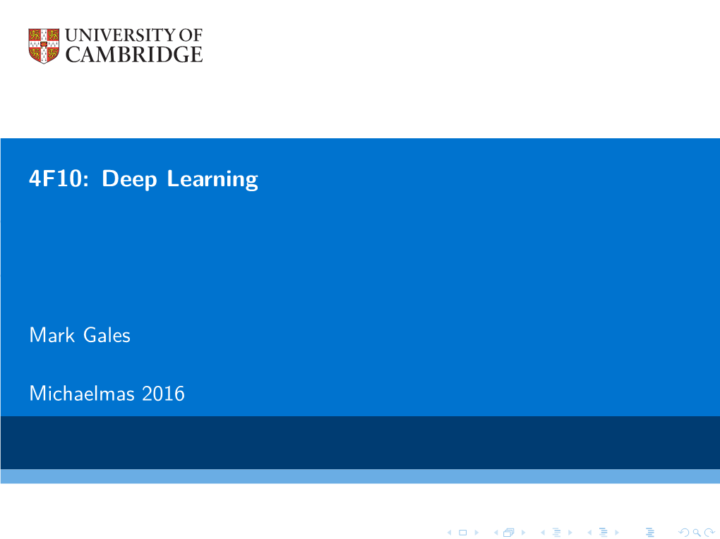 4F10: Deep Learning