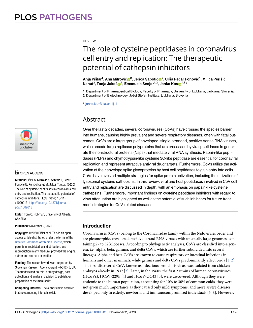 The Role of Cysteine Peptidases in Coronavirus Cell Entry and Replication: the Therapeutic Potential of Cathepsin Inhibitors