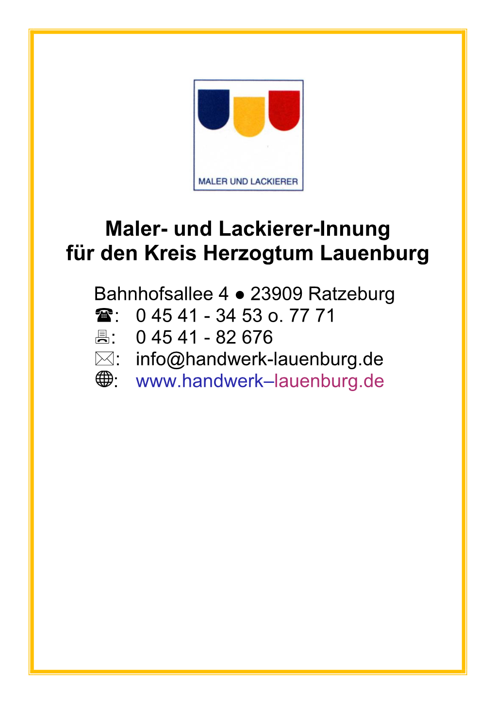 Maler- Und Lackierer-Innung Für Den Kreis Herzogtum Lauenburg