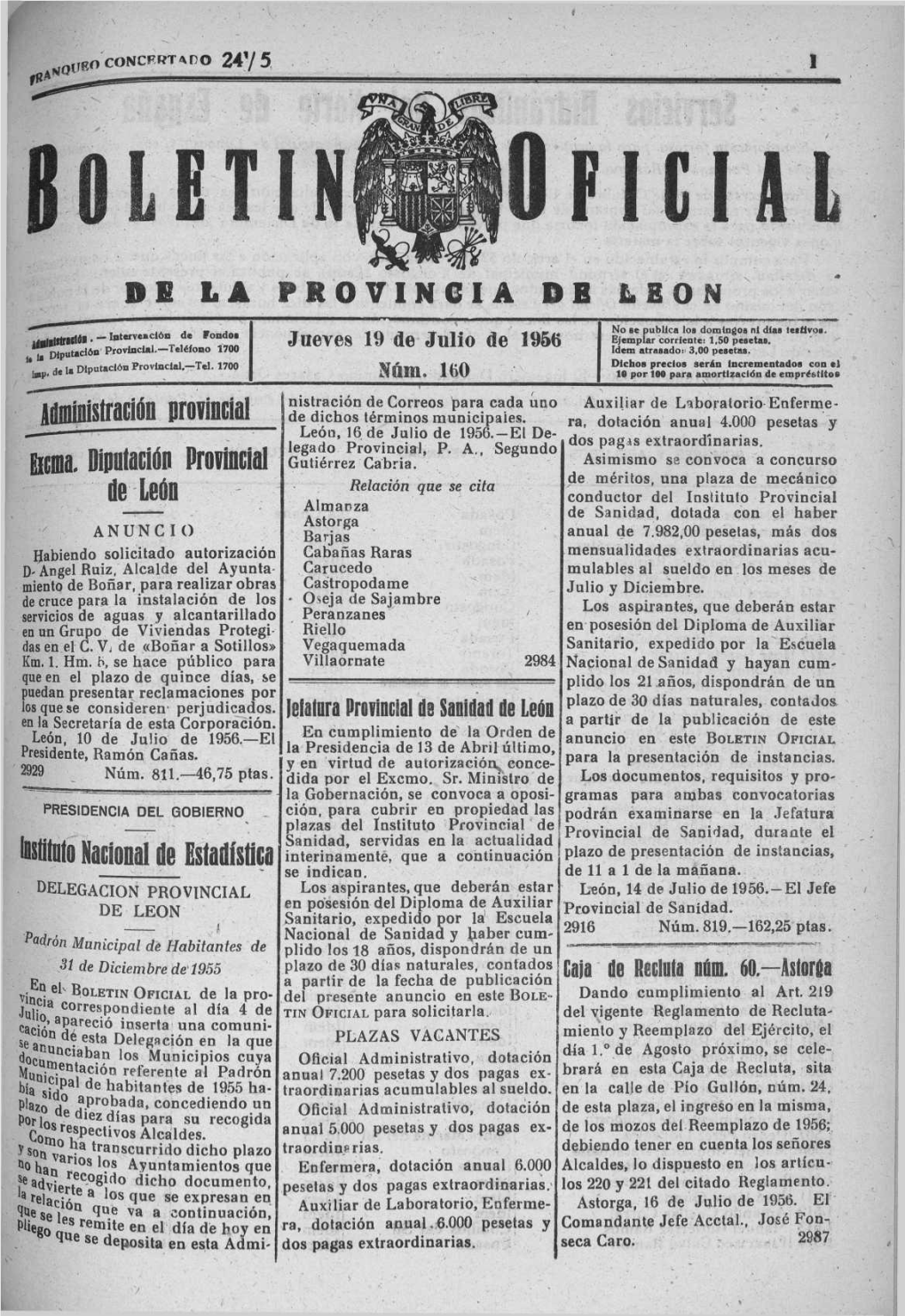 DE L a Umi Diputación Provincial É León Toltnto Nacional De Estaflísllca