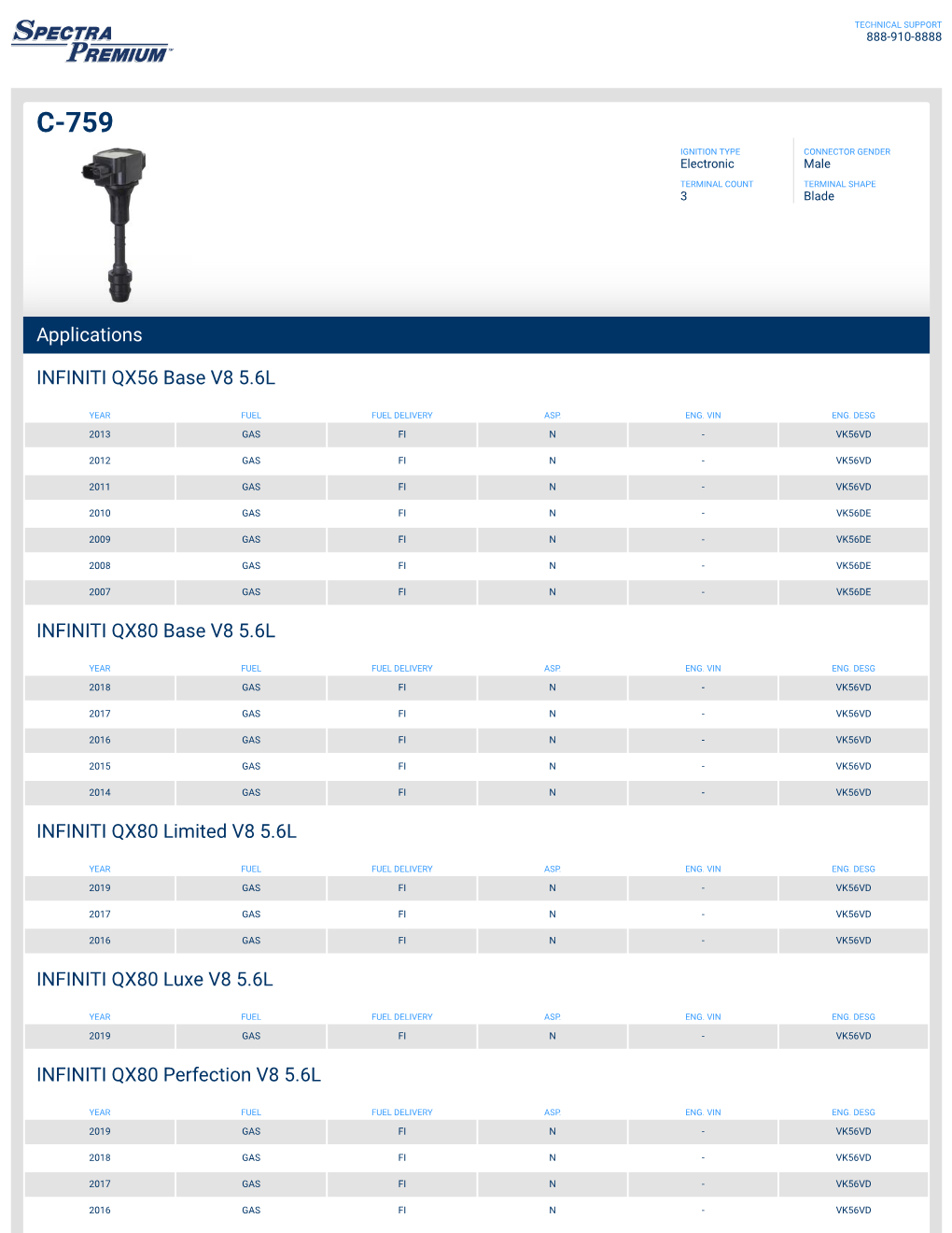 Applications Infiniti QX56 Base V8 5.6L Infiniti QX80 Base V8 5.6L