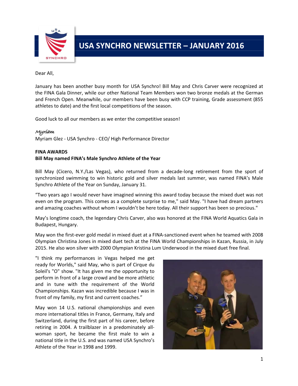 Usa Synchro Newsletter – January 2016