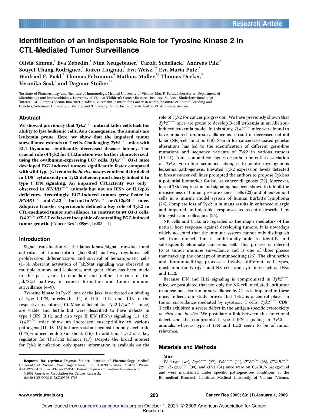 Identification of an Indispensable Role for Tyrosine Kinase 2 in CTL-Mediated Tumor Surveillance