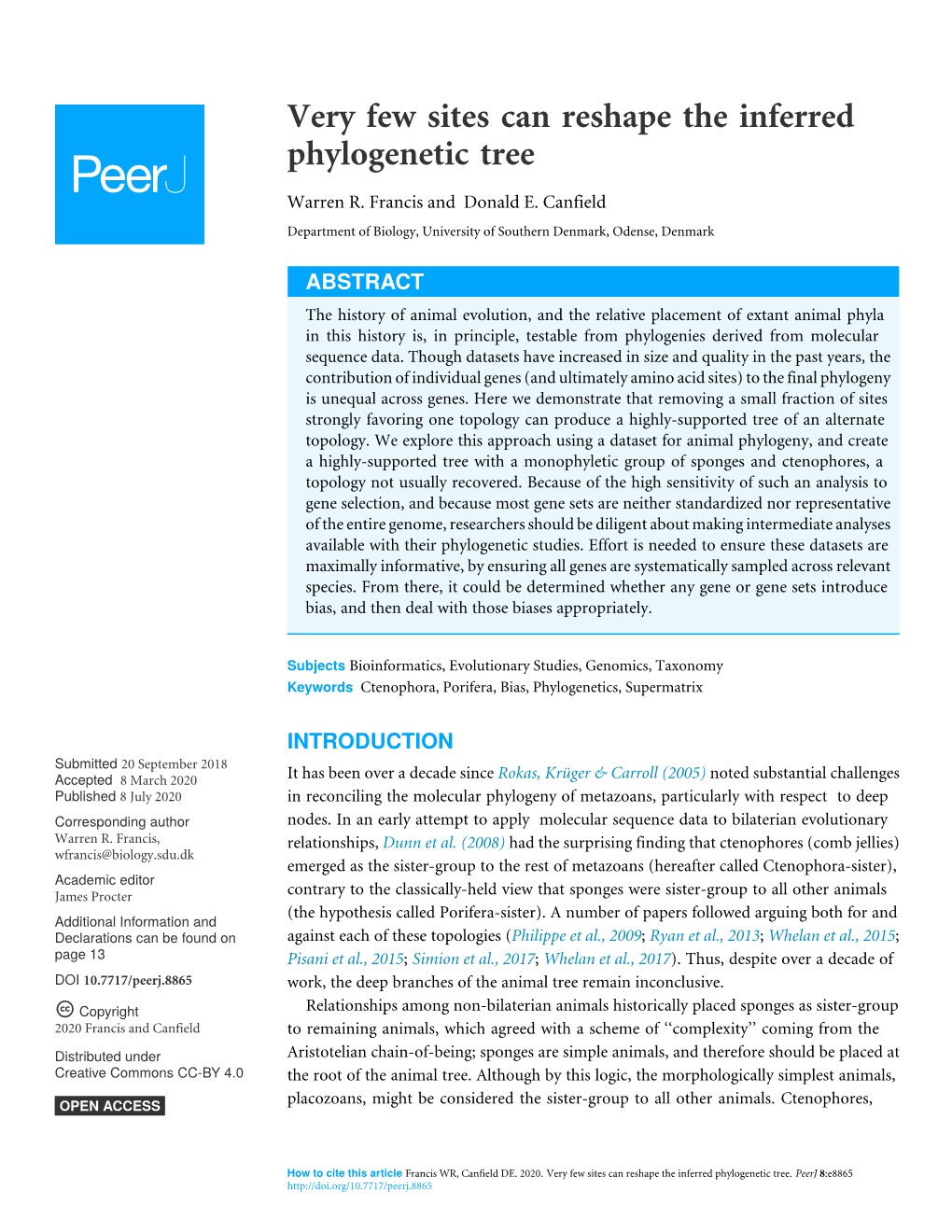 Very Few Sites Can Reshape the Inferred Phylogenetic Tree