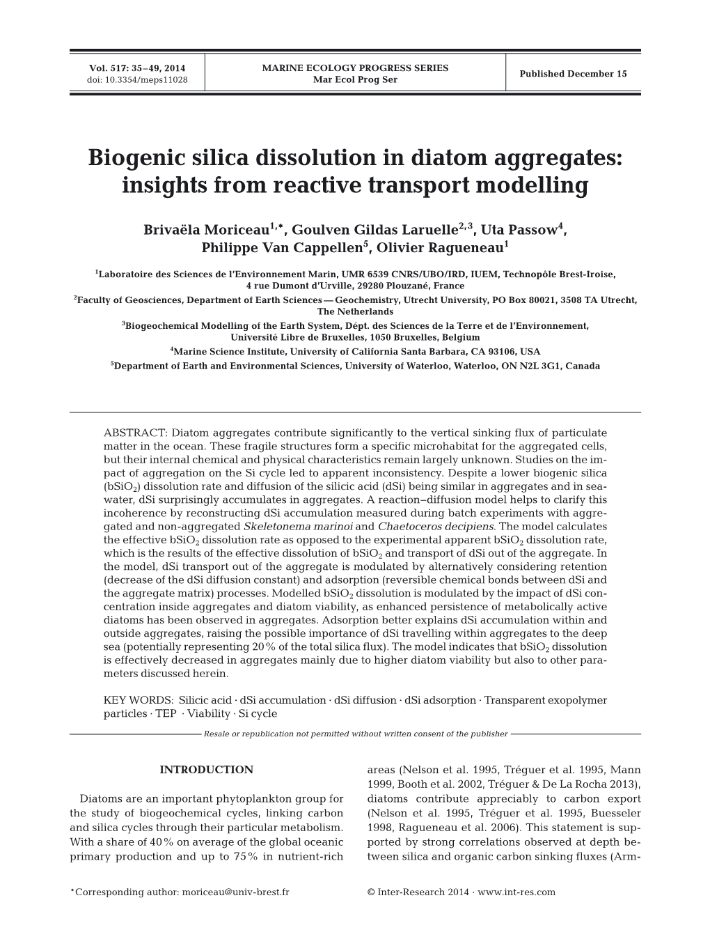 Biogenic Silica Dissolution in Diatom Aggregates: Insights from Reactive Transport Modelling