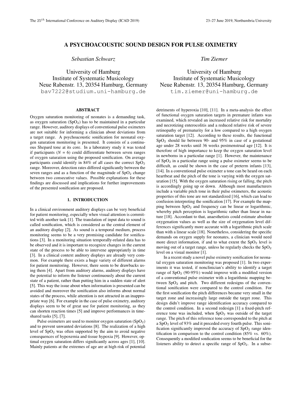 A Psychoacoustic Sound Design for Pulse Oximetry