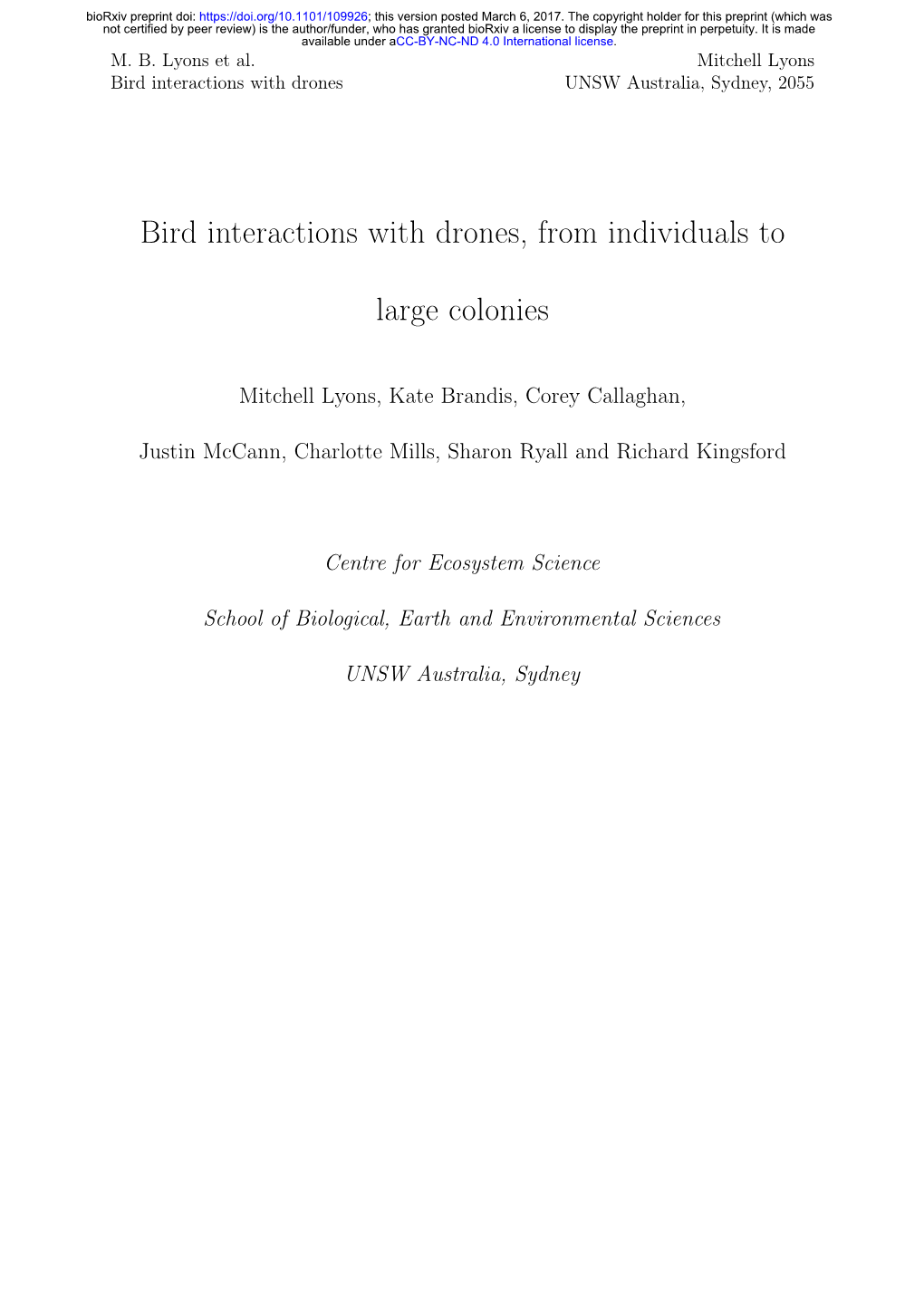 Bird Interactions with Drones, from Individuals to Large Colonies