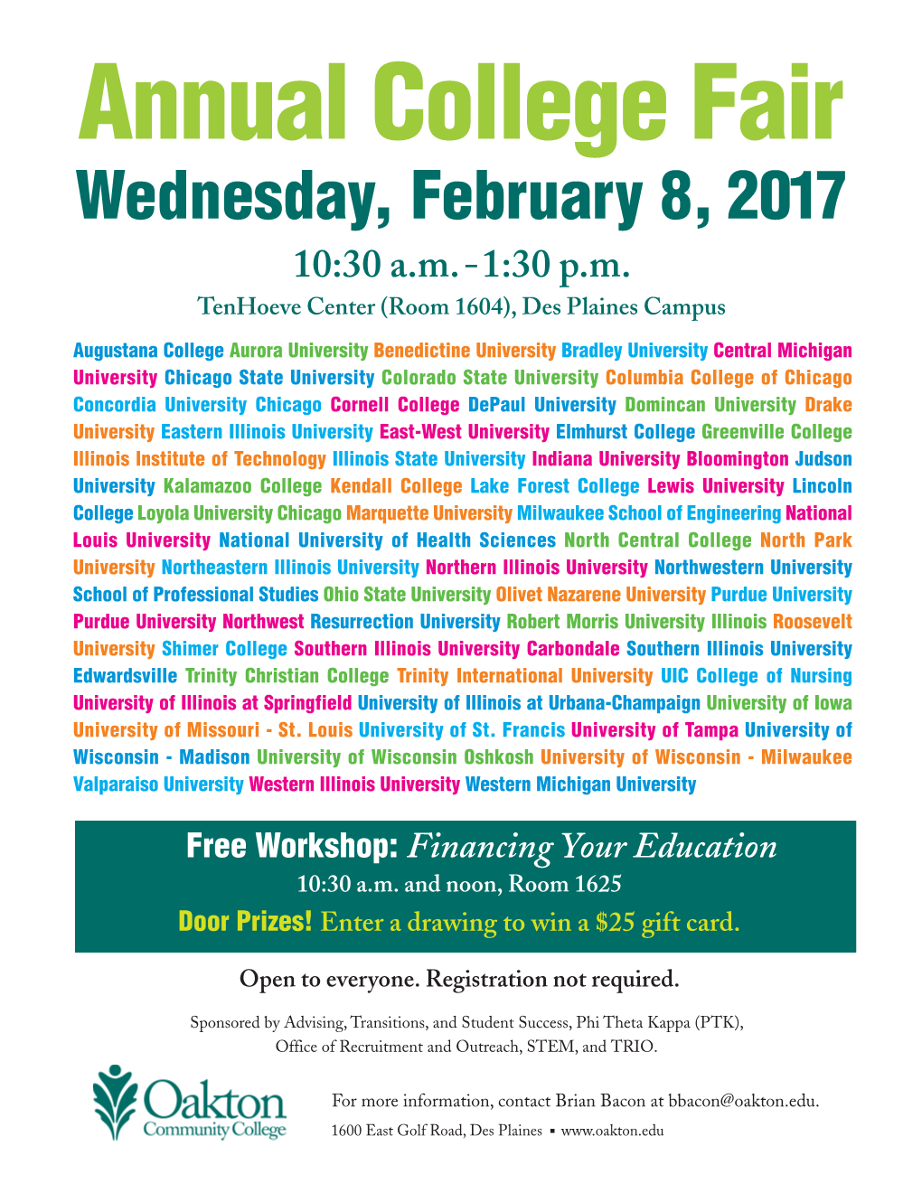 Annual College Fair Wednesday, February 8 ,2017 10:30 A.M