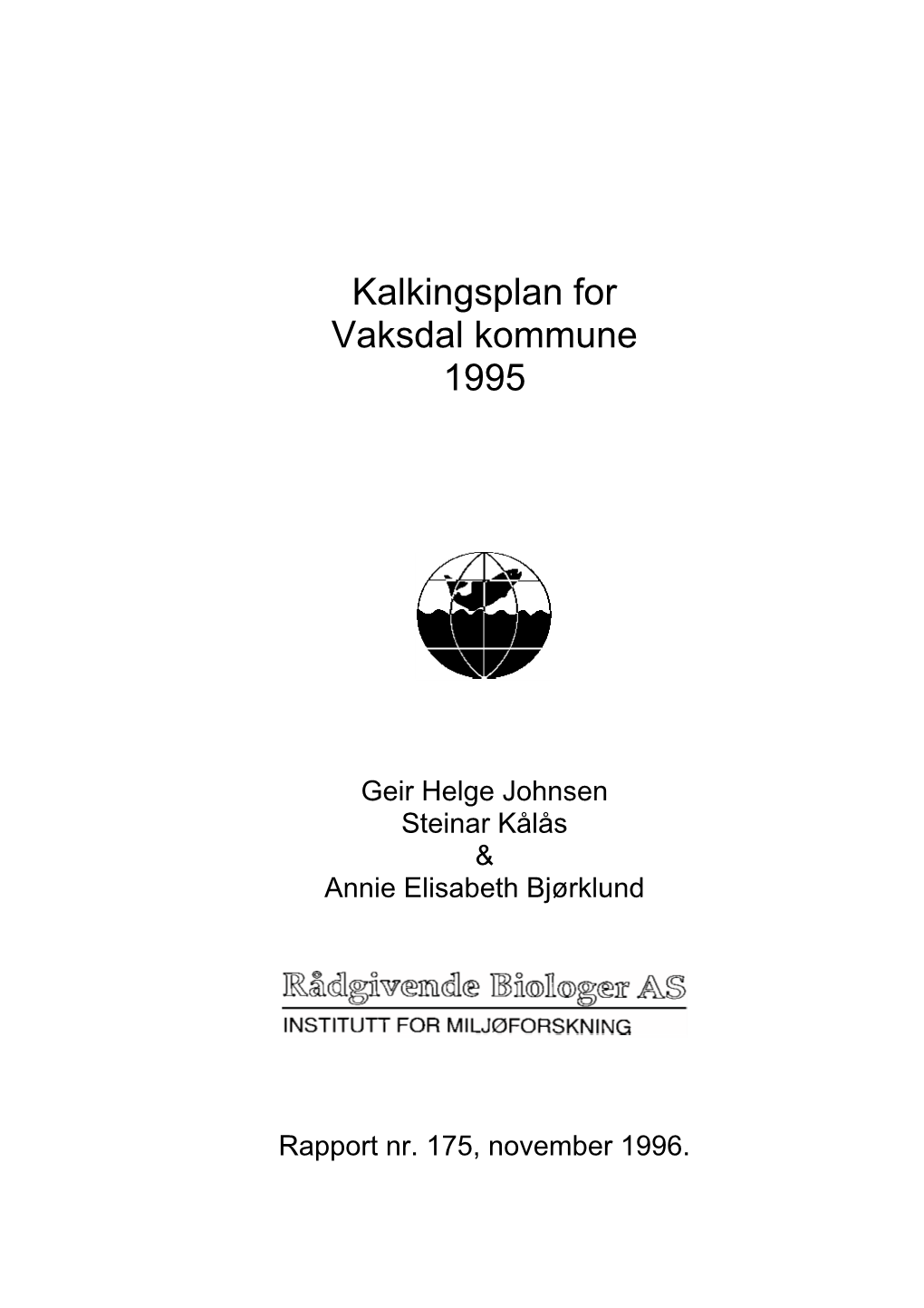 Kalkingsplan for Vaksdal Kommune 1995