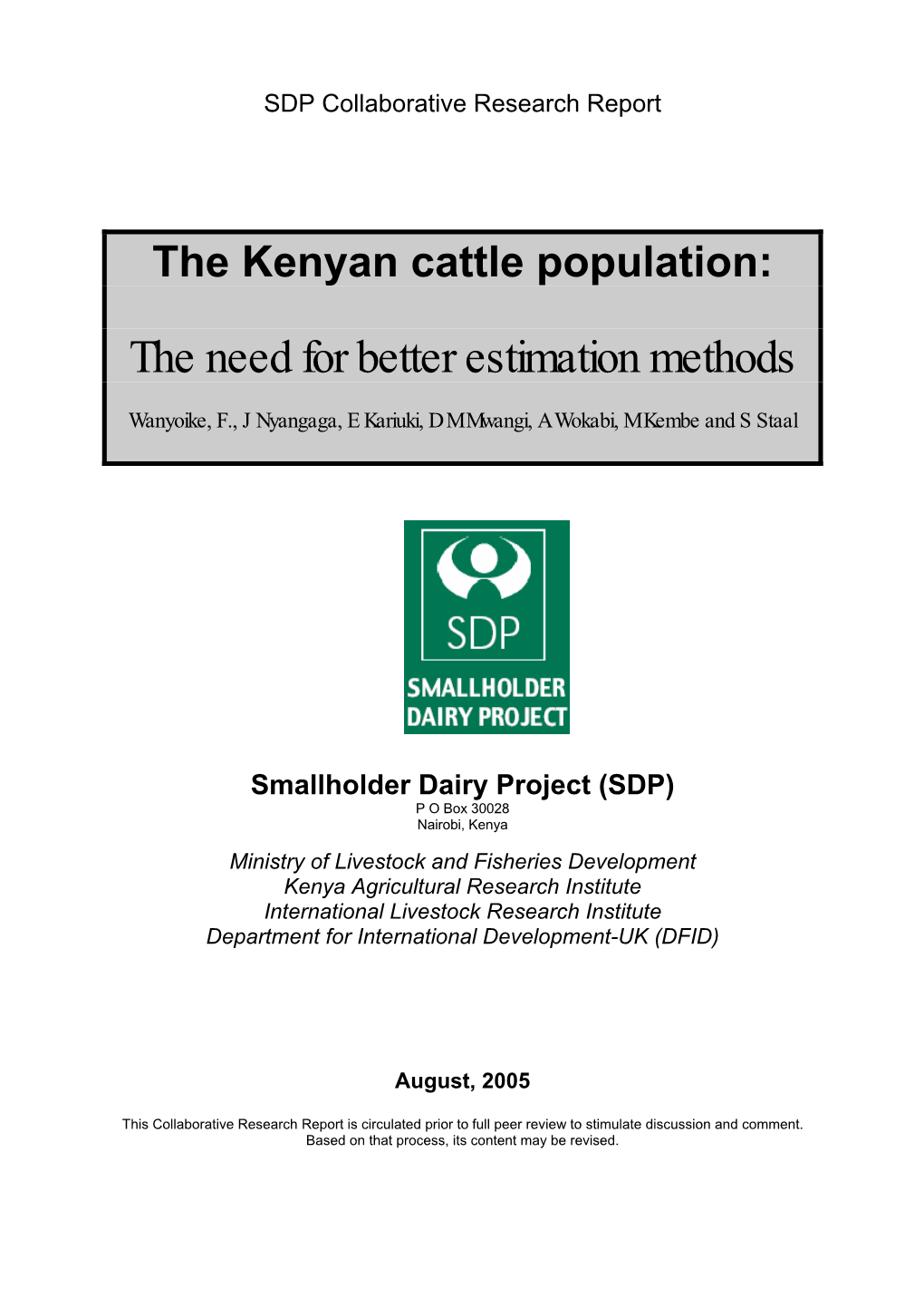 The Kenyan Cattle Population