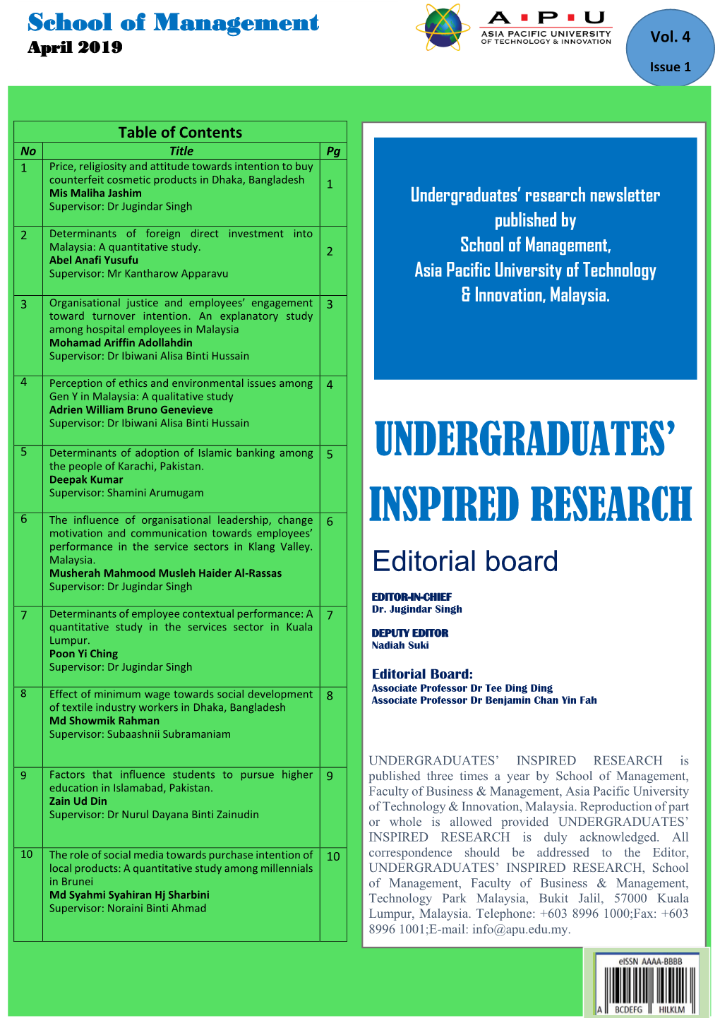 Undergraduates' Inspired Research