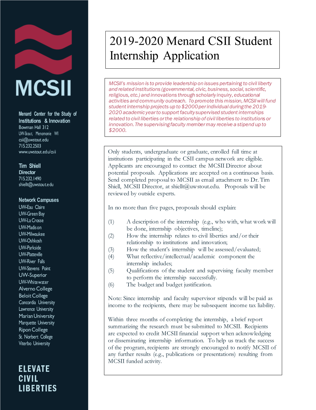 MCSII Student Internship Application