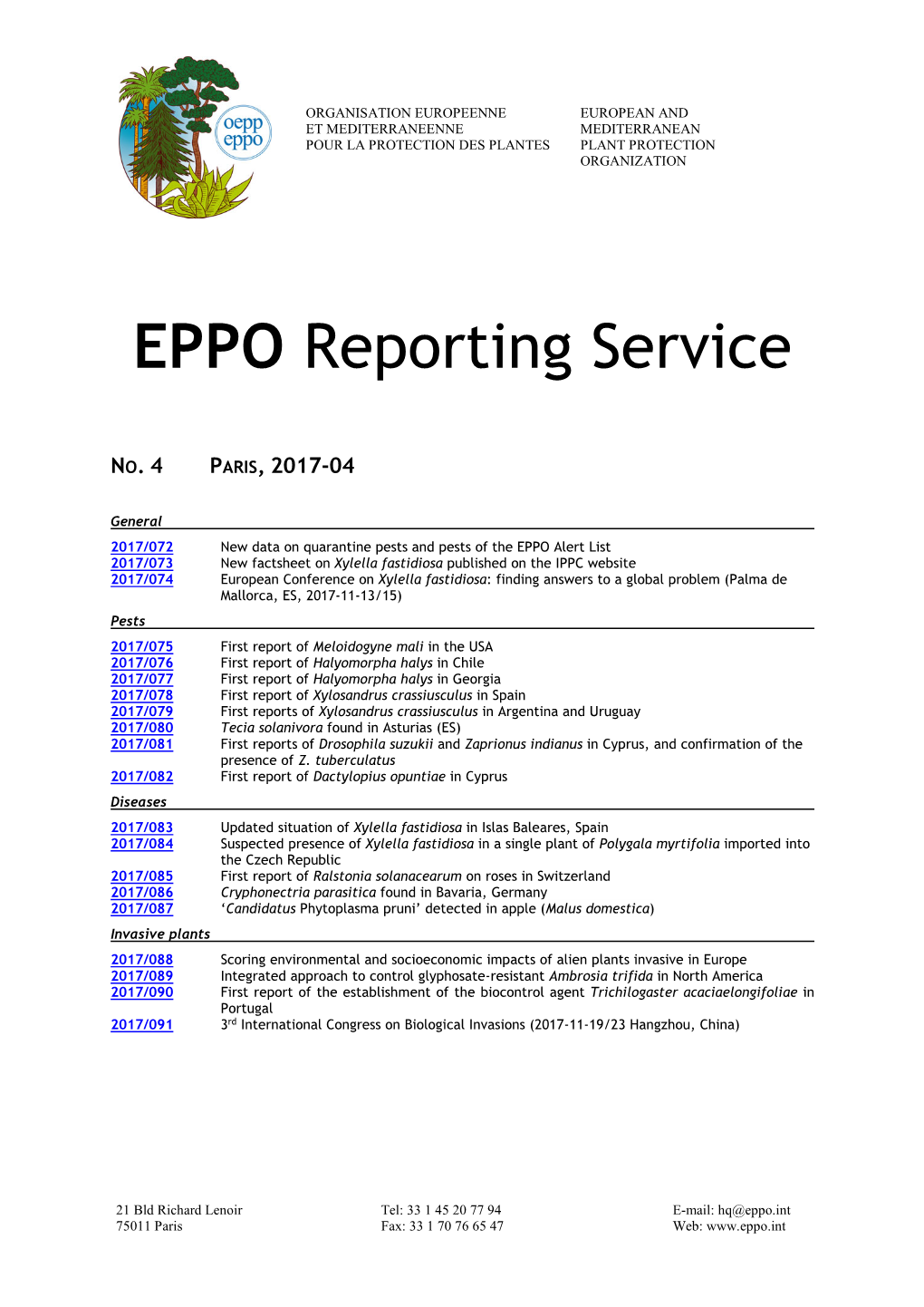 EPPO Reporting Service