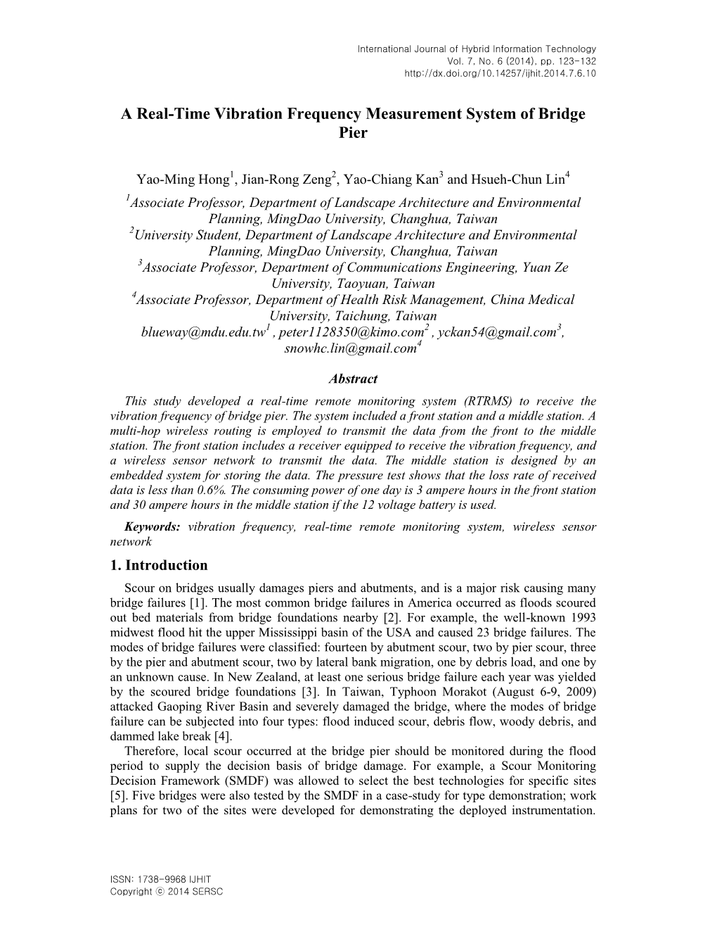 A Real-Time Vibration Frequency Measurement System of Bridge Pier