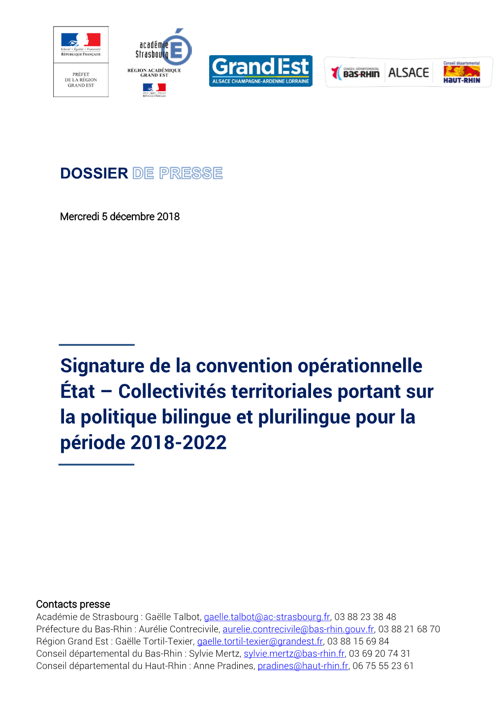 Collectivités Territoriales Portant Sur La Politique Bilingue Et Plurilingue Pour La Période 2018-2022