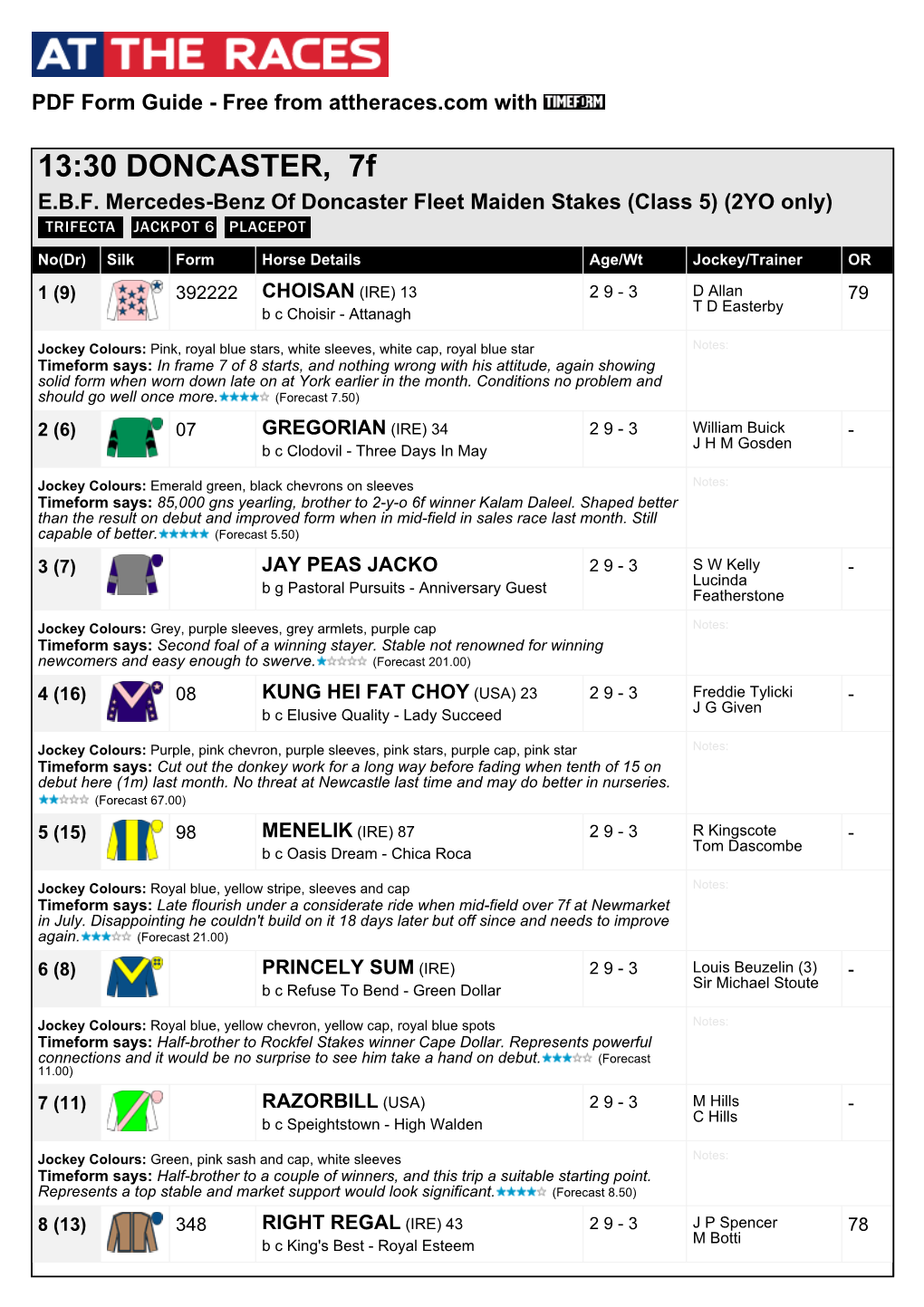 13:30 DONCASTER, 7F E.B.F