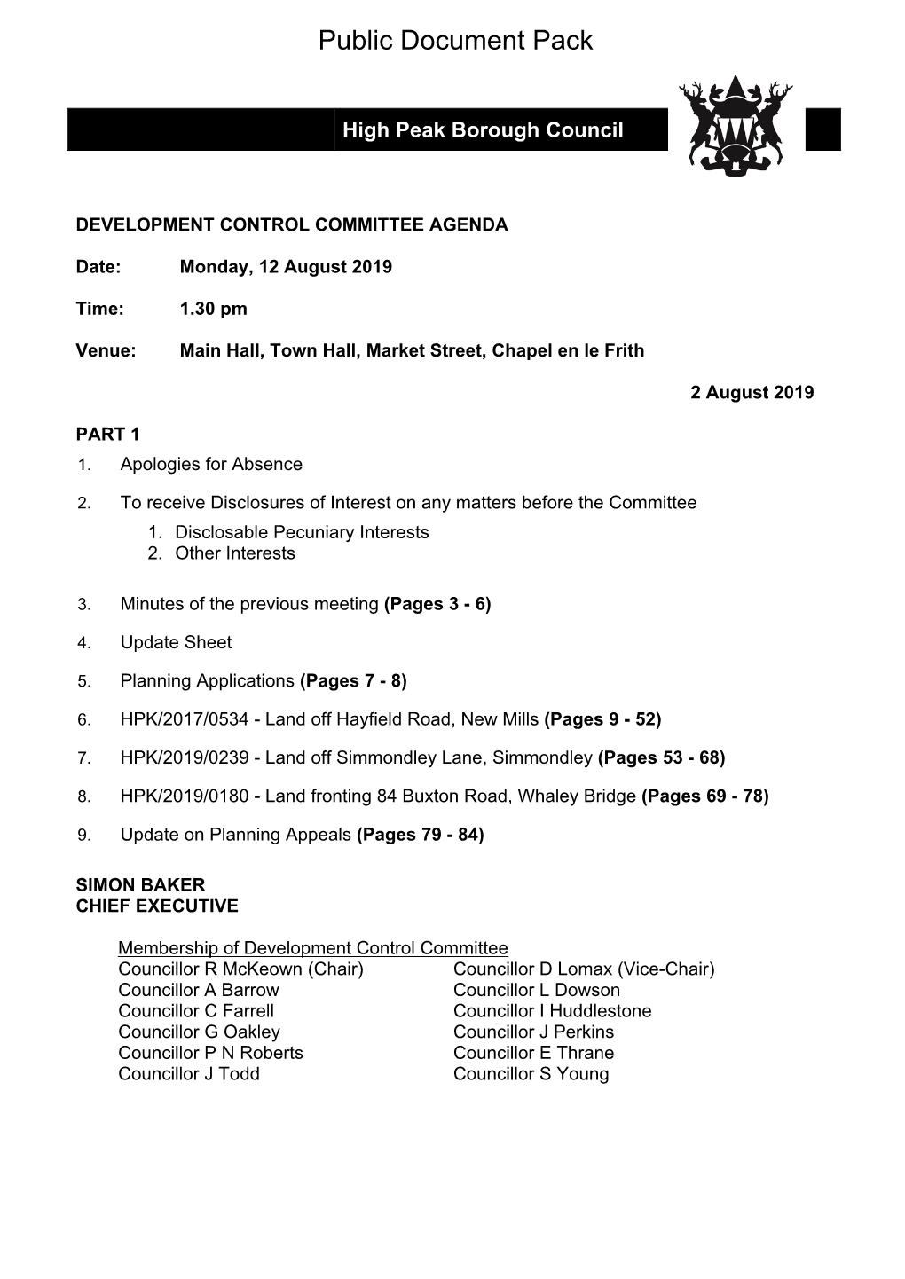 (Public Pack)Agenda Document for Development Control Committee, 12/08/2019 13:30