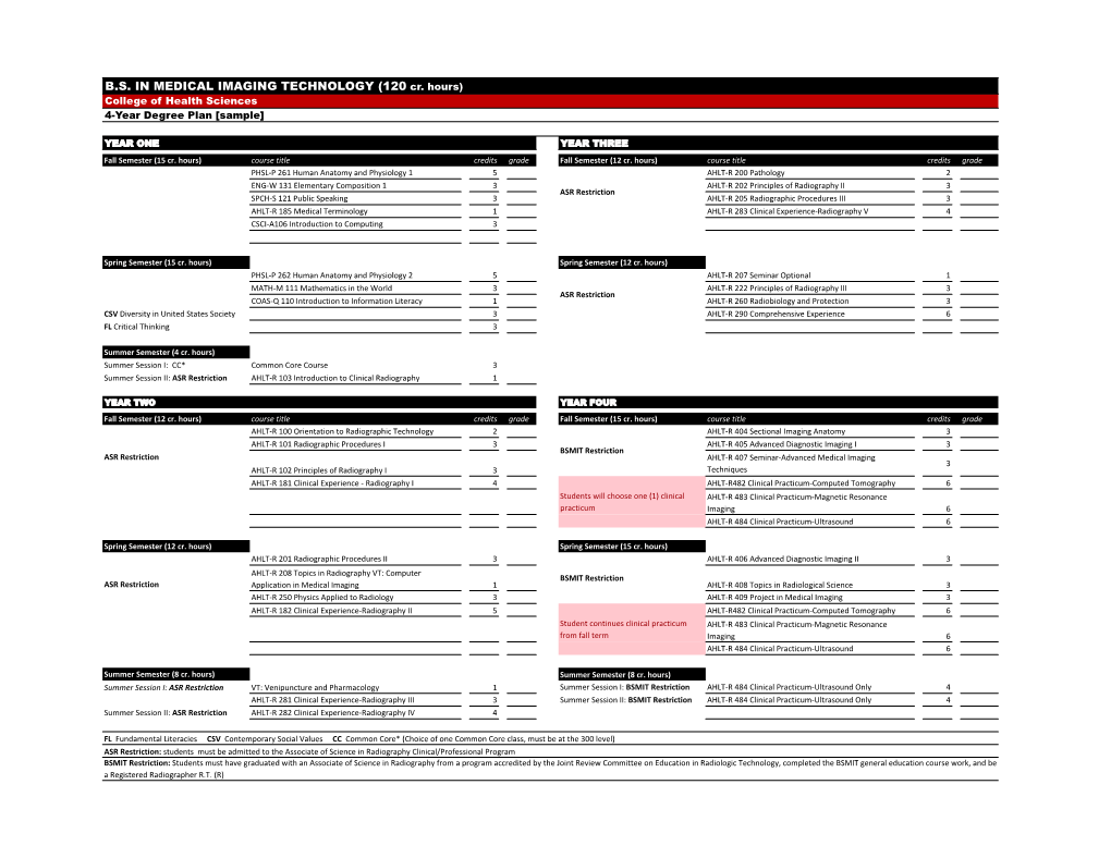 4-Year Degree Plan [Sample]