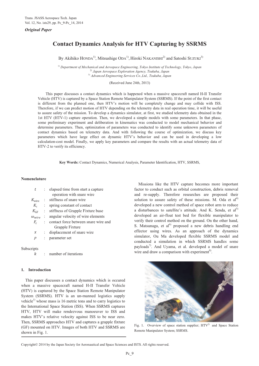 Contact Dynamics Analysis for HTV Capturing by SSRMS