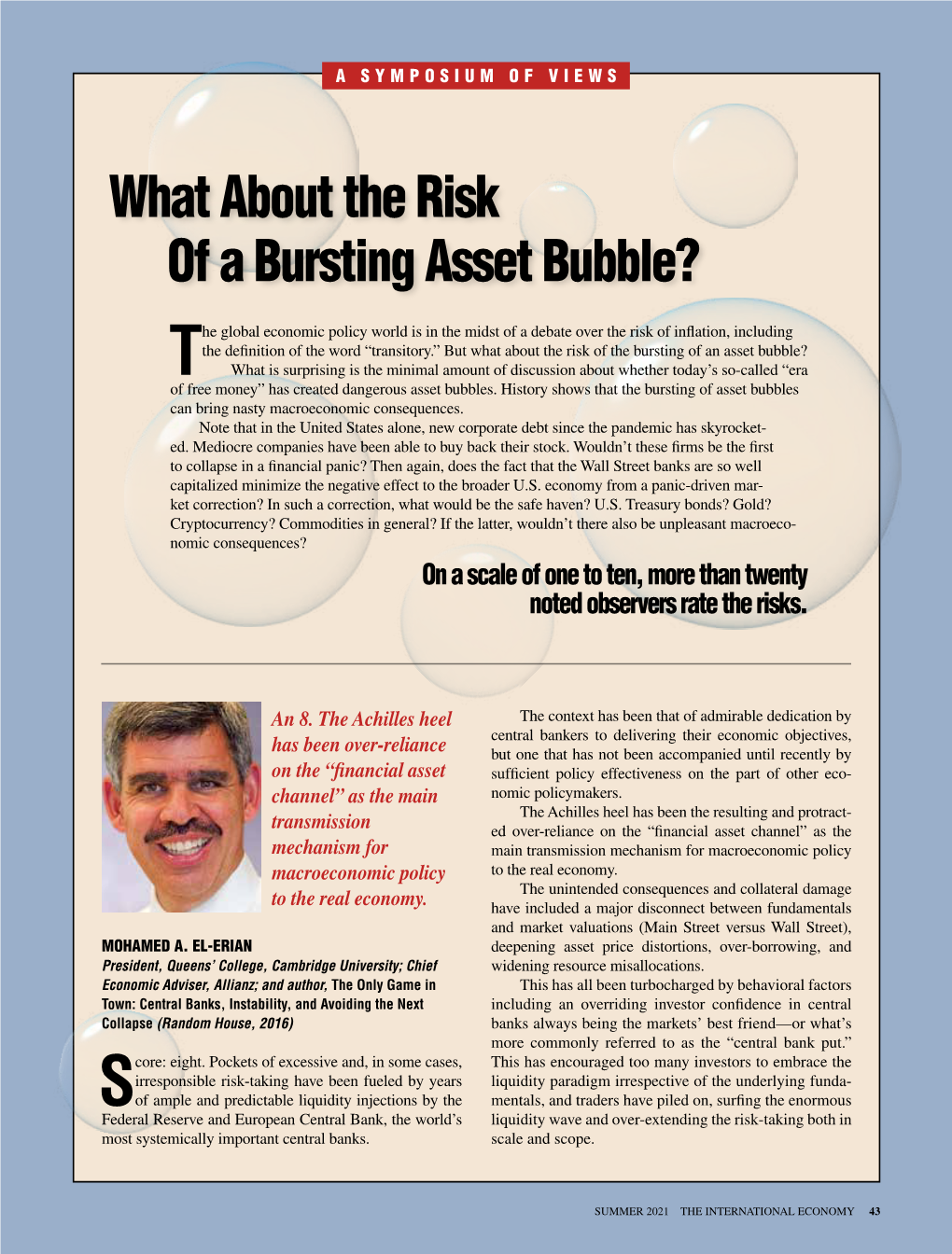 What About the Risk of a Bursting Asset Bubble?