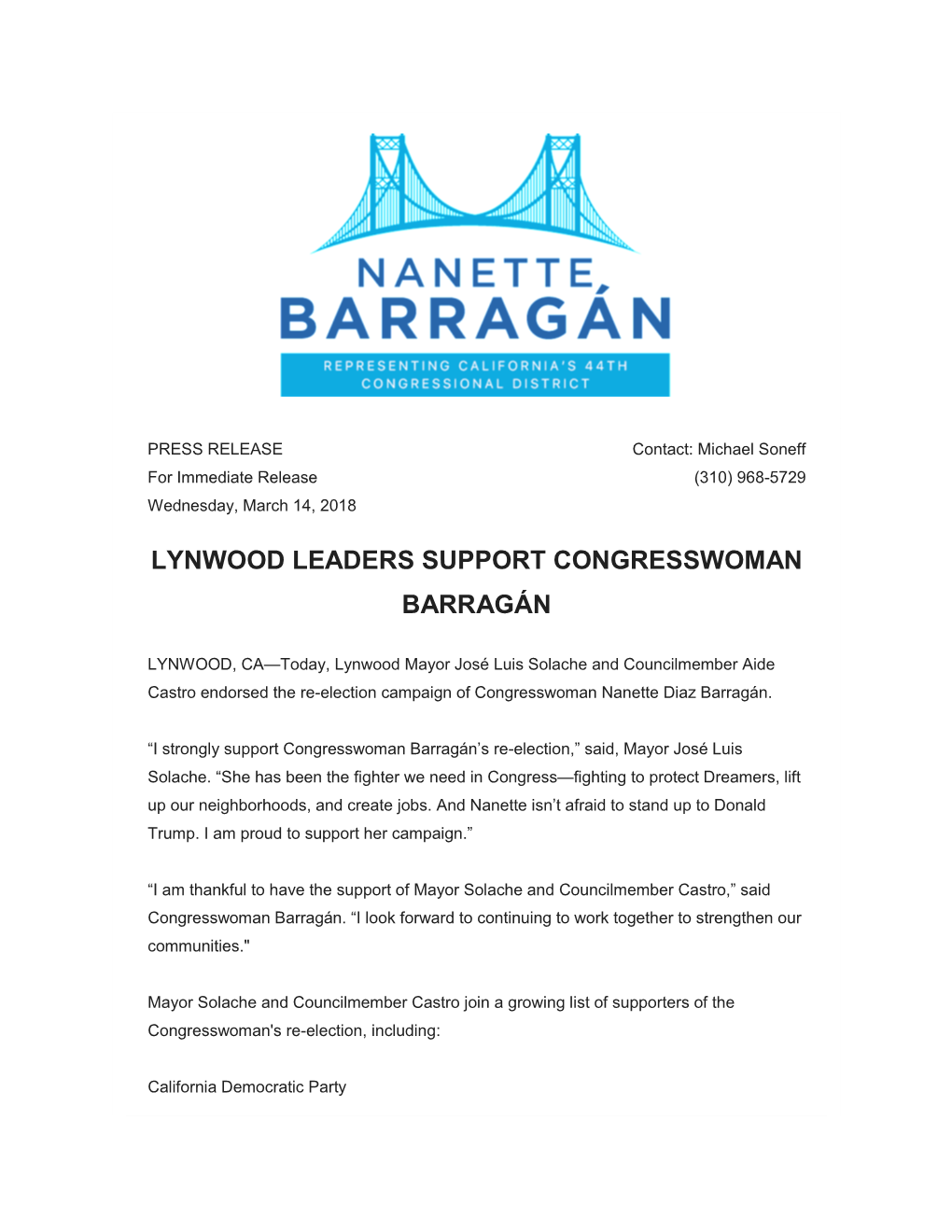 Lynwood Leaders Support Congresswoman Barragán