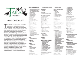 Bird Checklist