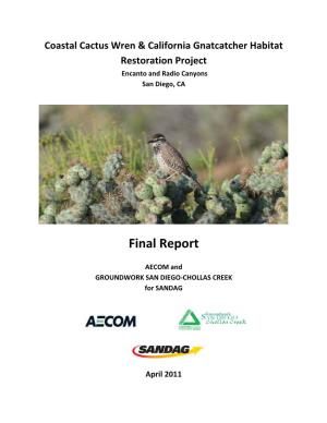 Coastal Cactus Wren & California Gnatcatcher Habitat Restoration Project
