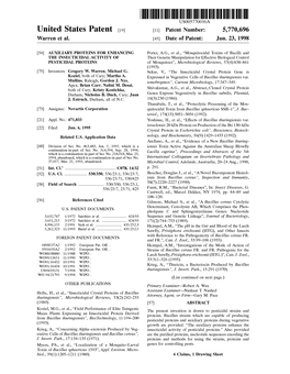 United States Patent (19) 11 Patent Number: 5,770,696 Warren Et Al