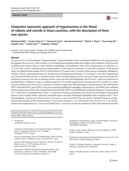 Integrative Taxonomic Approach of Trypanosomes in the Blood of Rodents and Soricids in Asian Countries, with the Description of Three New Species