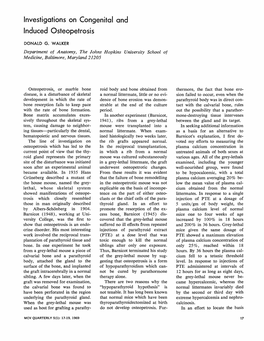 Investigations on Congenital and Induced Osteopetrosis