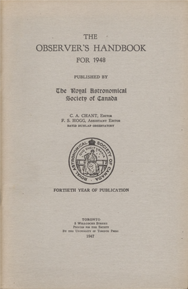Observer's Handbook 1948