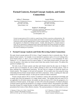 Formal Contexts, Formal Concept Analysis, and Galois Connections