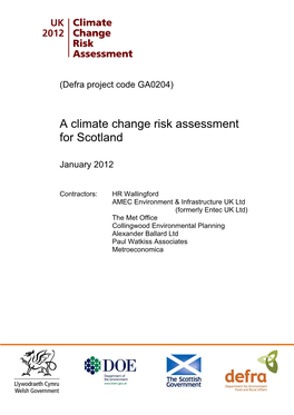 A Climate Change Risk Assessment for Scotland