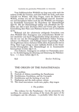 The Origin of the Panathenaea