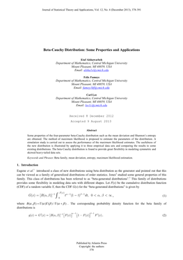 Beta-Cauchy Distribution: Some Properties and Applications