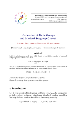 Generation of Finite Groups and Maximal Subgroup Growth 1