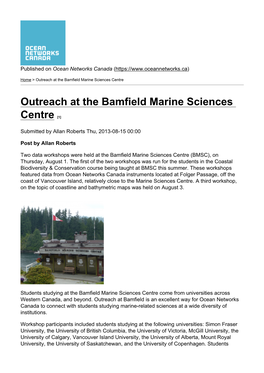 Outreach at the Bamfield Marine Sciences Centre