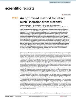An Optimised Method for Intact Nuclei Isolation from Diatoms