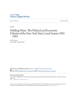 The Political and Economic Debates of the New York State Canal System 1895 – 1903