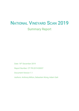 NATIONAL VINEYARD SCAN 2019 Summary Report