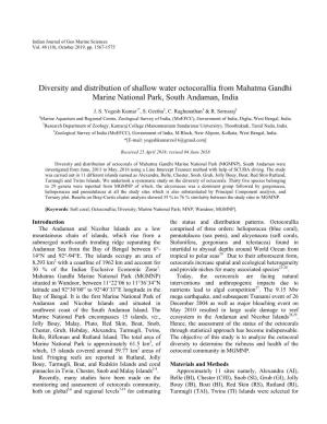Diversity and Distribution of Shallow Water Octocorallia from Mahatma Gandhi Marine National Park, South Andaman, India