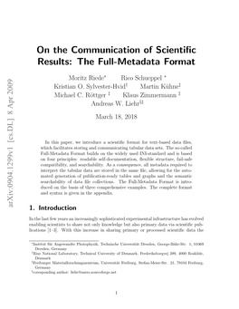 On the Communication of Scientific Results