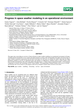 Progress in Space Weather Modeling in an Operational Environment