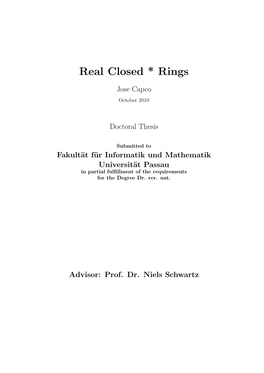 Real Closed * Rings