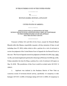 IN the SUPREME COURT of the UNITED STATES No. MUSTAFA