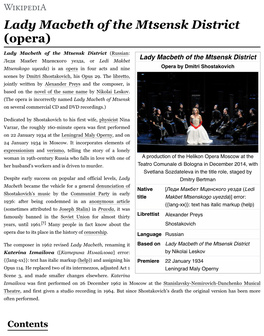 Lady Macbeth of the Mtsensk District (Opera)