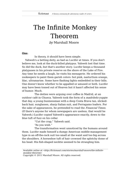 The Infinite Monkey Theorem by Marshall Moore