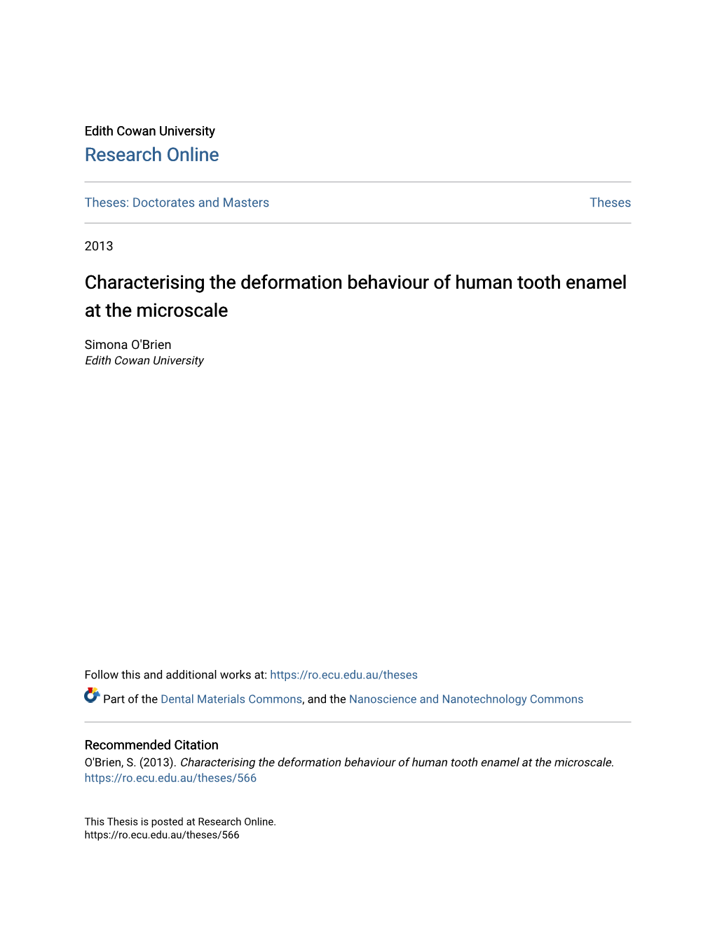 Characterising the Deformation Behaviour of Human Tooth Enamel at the Microscale