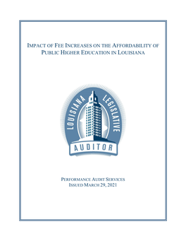 Impact of Fee Increases on the Affordability of Public Higher Education in Louisiana