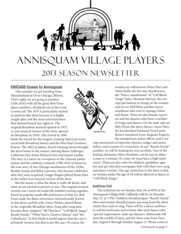 Annisquam Village Players 2013 Season Newsletter